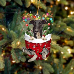 Greyhound In Snow Pocket Christmas Ornament –…