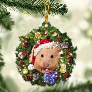 Hamster With Santa Hat Christmas Ornaments – Car Ornament – Best Xmas Gifts