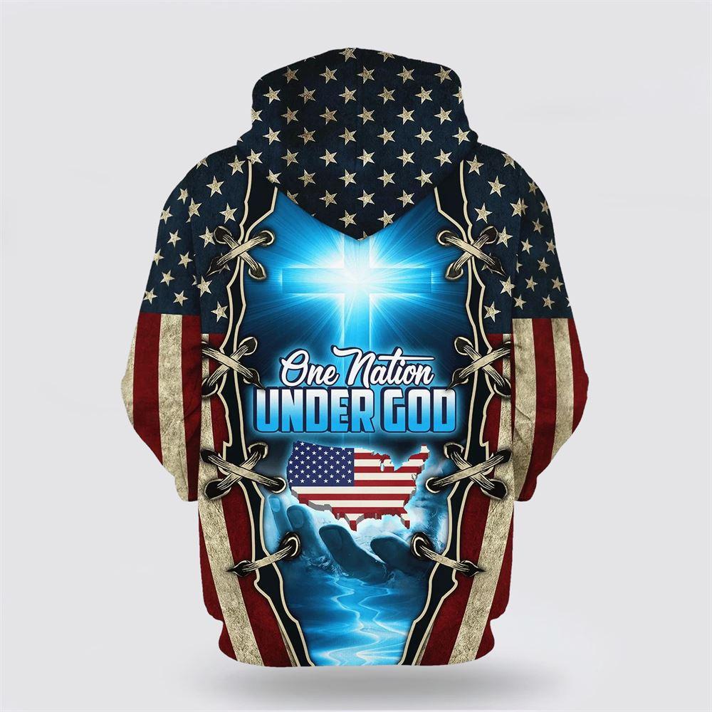 Hand Of God American One Nation Under God All Over Print 3D Hoodie – Gifts For Christians