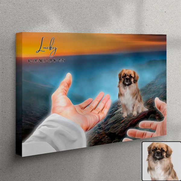 Hand Of God Custom Dog Wall Art Canvas – Personalized Pet Memorial Canvas Art – Pet Memorial Gifts