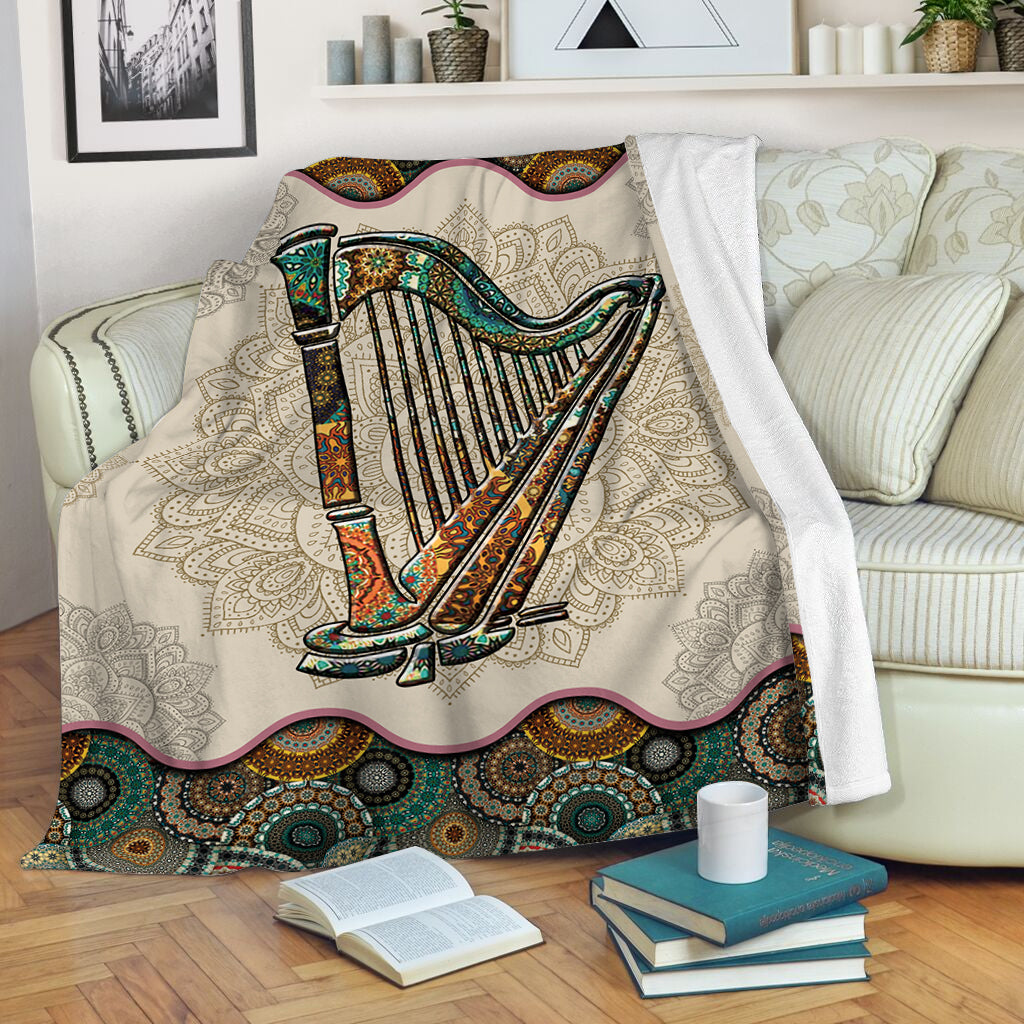 Harp Vintage Mandala Music Bed Blankets – Fleece Throw Blanket – Best Weighted Blanket For Adults Harp Vintage Mandala Music Bed Blankets – Fleece Throw Blanket – Best Weighted Blanket For Adults