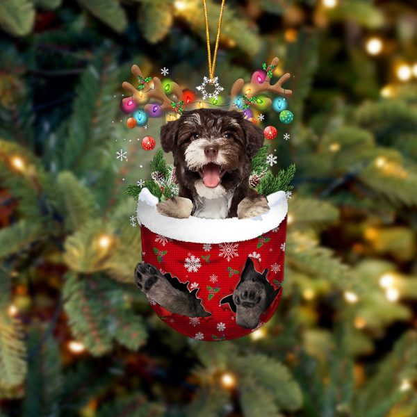 Havanese In Snow Pocket Christmas Ornament – Flat Acrylic Dog Ornament – Dog Memorial Gift