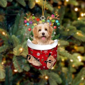 Havanese In Snow Pocket Christmas Ornament –…