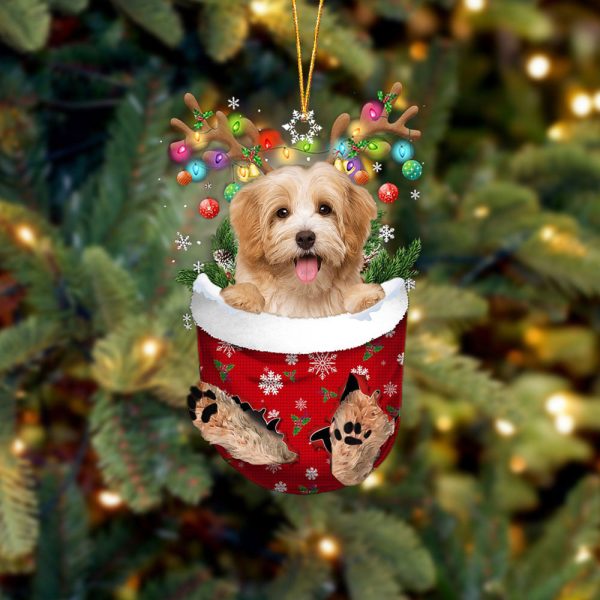 Havanese In Snow Pocket Christmas Ornament – Flat Acrylic Dog Ornament – Funny Ornament