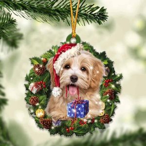 Havanese With Santa Hat  Christmas Dog Ornaments  Best Xmas Gifts