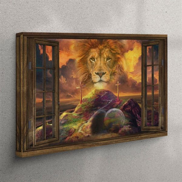 He Is Risen Canvas – Lion Of Judah Easter Canvas Wall Art – Christian Wall Art Canvas