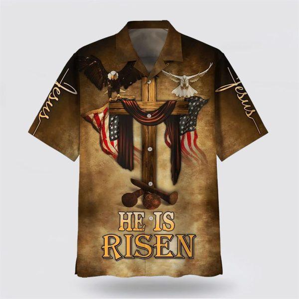 He Is Risen Eagle Cross Hawaiian Shirts – Gifts For Christians