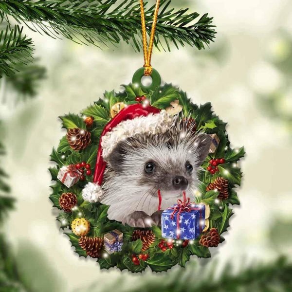 Hedgehog And Christmas Gift For Her Gift For Him Gift For Hedgehog Lover Christmas Plastic Hanging Ornament