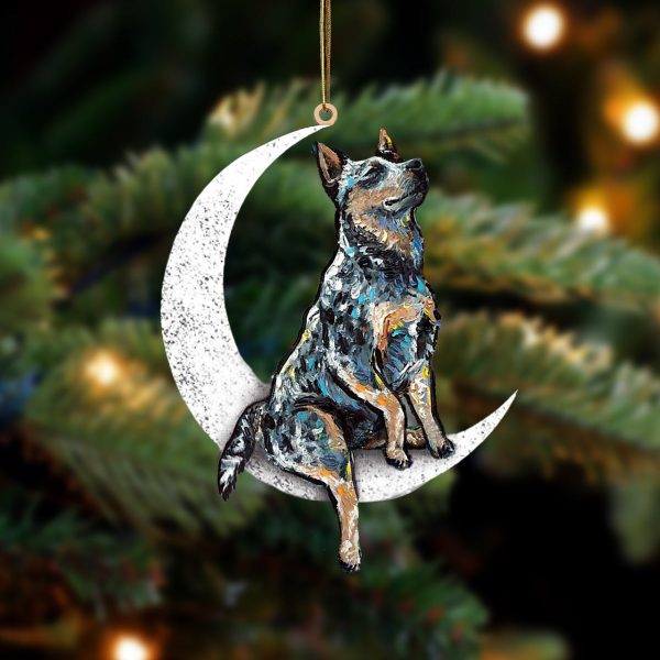 Heeler-Sit On The Moon-Two Sided Christmas Plastic Hanging Ornament – Christmas Decor