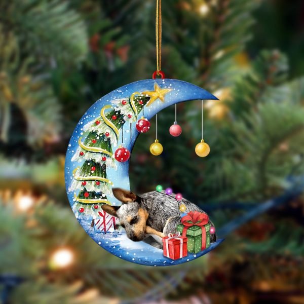 Heeler-Sleep On The Moon Christmas Two Sided Christmas Plastic Hanging Ornament
