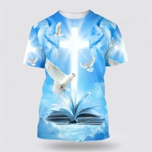 Holy Spirit Dove Cross All Over Print 3D T Shirt – Gifts For Christians