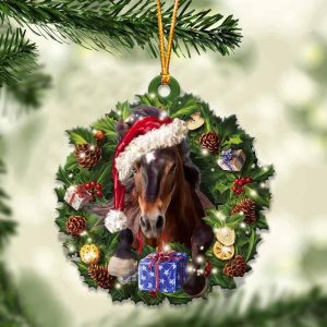 Horse With Santa Hat Christmas Ornaments – Car Ornament – Best Xmas Gifts