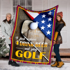 I Just Wanna To Drink Beer And Play Golf Fleece Throw Blanket – Throw Blankets For Couch – Soft And Cozy Blanket