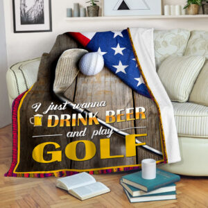 I Just Wanna To Drink Beer And Play Golf Fleece Throw Blanket - Throw Blankets For Couch - Soft And Cozy Blanket