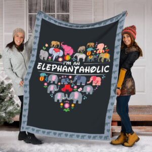 I’m An Elephantaholic Fleece Throw Blanket –…