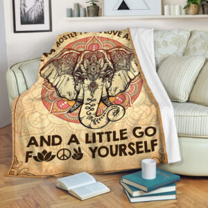 I’m Mostly Peace Love And Light And A Little Go Elephant Fleece Throw Blanket - Throw Blankets For Couch - Best Blanket For All Seasons