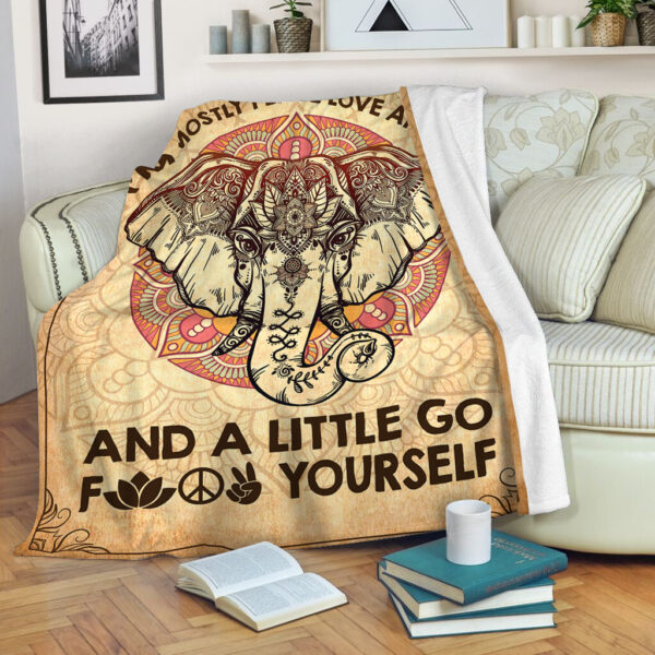 I’m Mostly Peace Love And Light And A Little Go Elephant Fleece Throw Blanket – Throw Blankets For Couch – Best Blanket For All Seasons