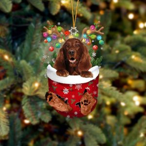 Irish Setter In Snow Pocket Christmas Ornament…