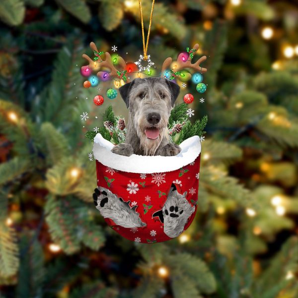 Irish Wolfhound In Snow Pocket Christmas Ornament Hanging Gift – Flat Acrylic Dog Ornament