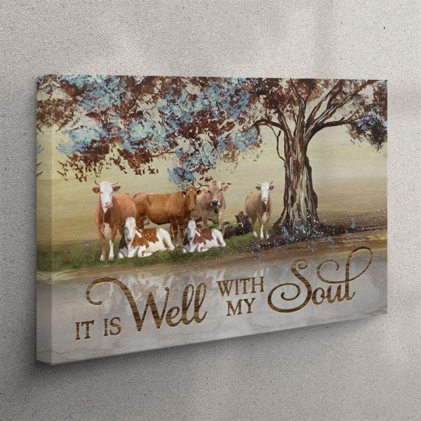 It Is Well With My Soul Farmhouse Style Canvas Wall Art – Christian Wall Art Canvas