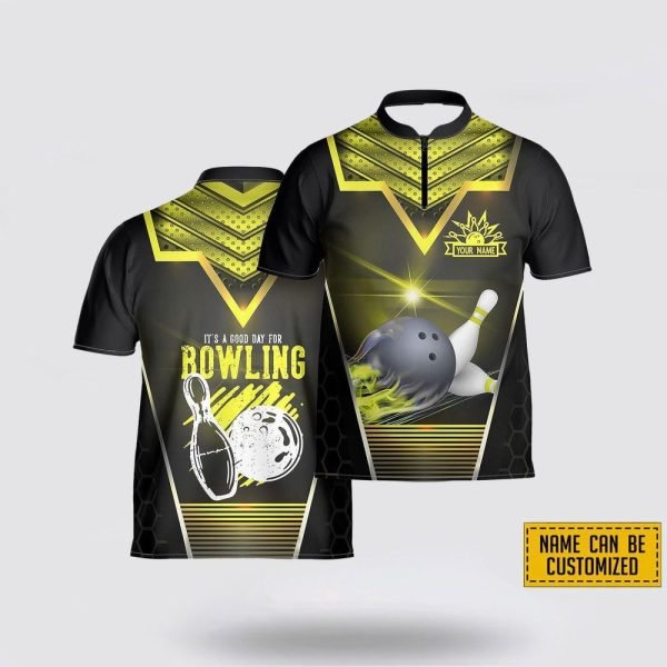 Custom Name It’s A Good Day For Bowling Pattern  Bowling Jersey Shirt – Gift For Bowling Enthusiasts