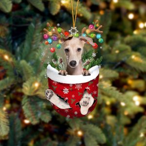 Italian Greyhound In Snow Pocket Christmas Ornament…