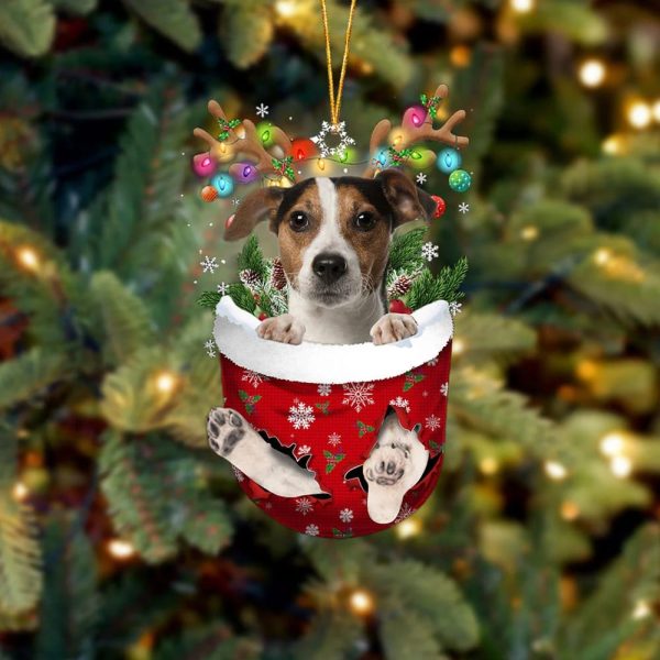 Jack Russell Terrier In Snow Pocket Christmas Ornament – Flat Acrylic Dog Ornament – Gifts For Pet Lovers