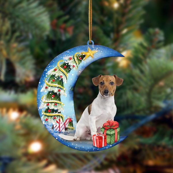 Jack Russell Terrier Sit On The Blue Moon-Two Sided Christmas Plastic Hanging Ornament