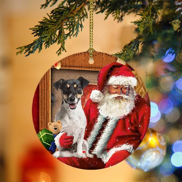 Jack Russell Terrier With Santa Christmas Christmas Plastic Hanging Ornament – Funny Ornament