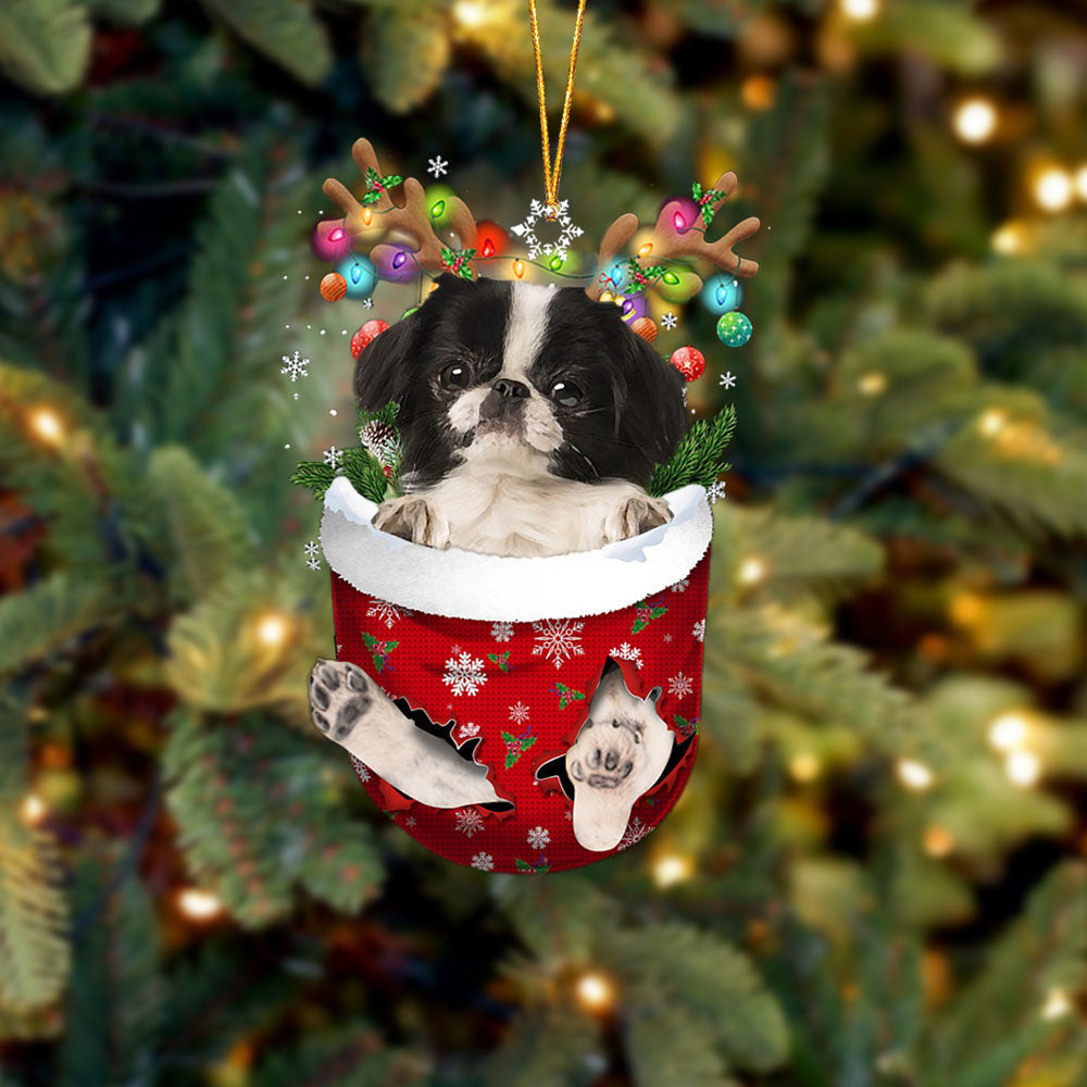 Japanese Chin In Snow Pocket Christmas Ornament – Flat Acrylic Dog Ornament – Dog Memorial Gift Japanese Chin In Snow Pocket Christmas Ornament – Flat Acrylic Dog Ornament – Dog Memorial Gift