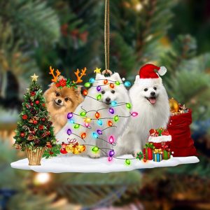 Japanese Spitz-Christmas Dog Friends Hanging Christmas Plastic…