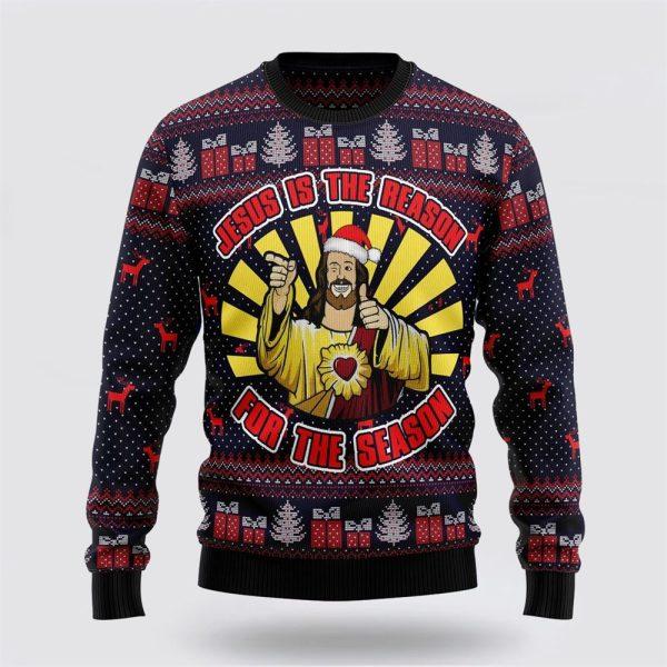Jesus Is The Reason For The Season Funny Ugly Christmas Sweater – Gifts For Christians