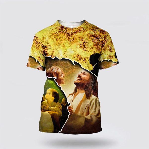 Jesus And Baby Jesus All Over Print 3D T Shirt – Gifts For Christians