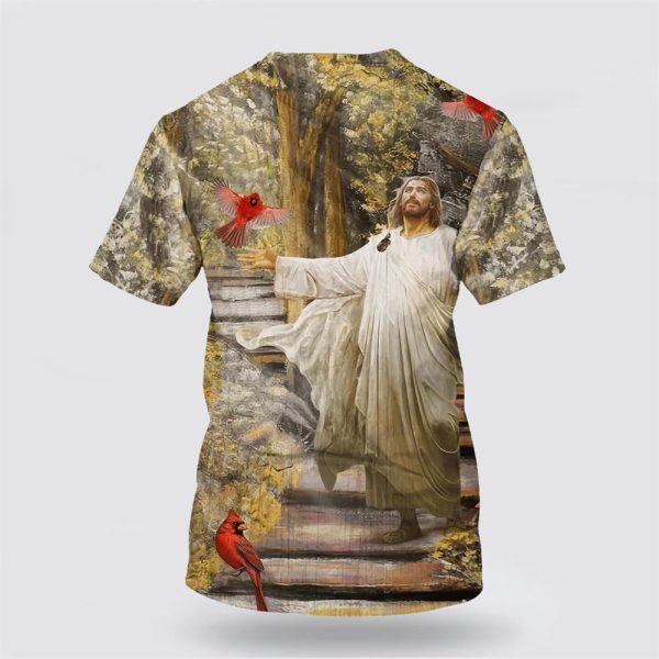 Jesus And Cardinal All Over Print 3D T Shirt – Gifts For Christians
