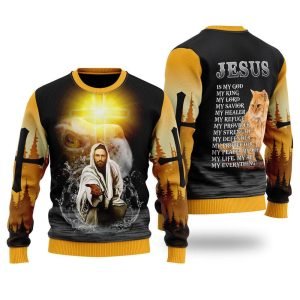 Jesus And Cat My Everything Ugly Christmas Sweater For Men & Women – Gifts For Christians