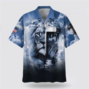 Jesus And Cross Lion Pray Hawaiian Shirt Gifts For Christians 1 wevx3j.jpg