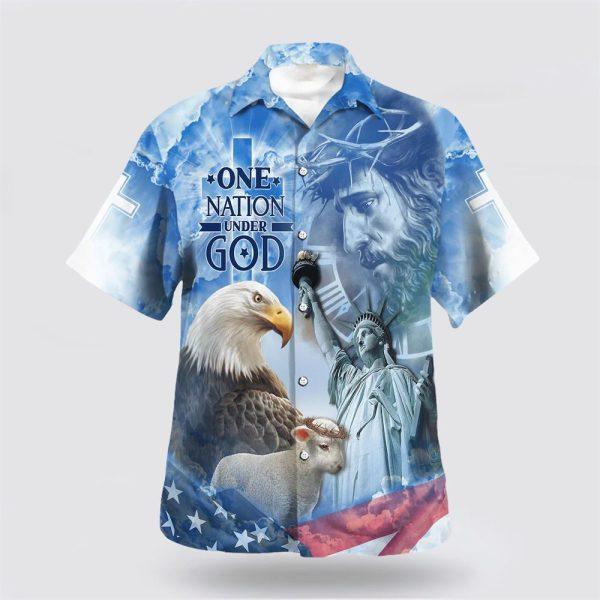 Jesus And Eagle One Nation Under God Hawaiian Shirt – Gifts For Christians