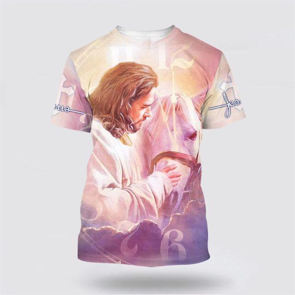 Jesus And Horse All Over Print 3D T Shirt – Gifts For Christians