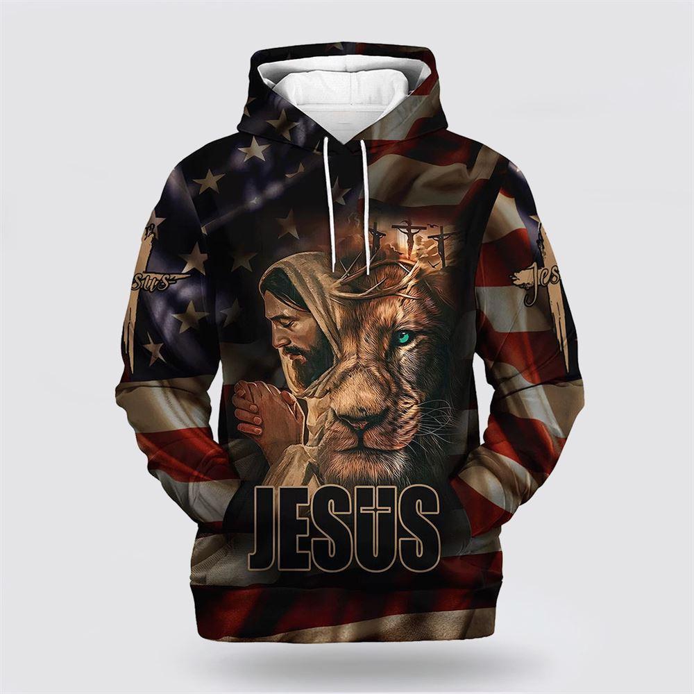 Jesus And Lion All Over Print 3D Hoodie – Gifts For Christian Families Jesus And Lion All Over Print 3D Hoodie – Gifts For Christian Families