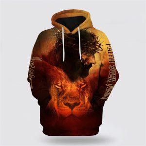 Jesus And Lion All Over Print 3D Hoodie Faith Over Fear Gifts For Christian Families 1 pwdn1l.jpg