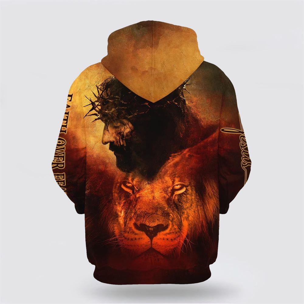 Jesus And Lion All Over Print 3D Hoodie Faith Over Fear – Gifts For Christian Families Jesus And Lion All Over Print 3D Hoodie Faith Over Fear – Gifts For Christian Families