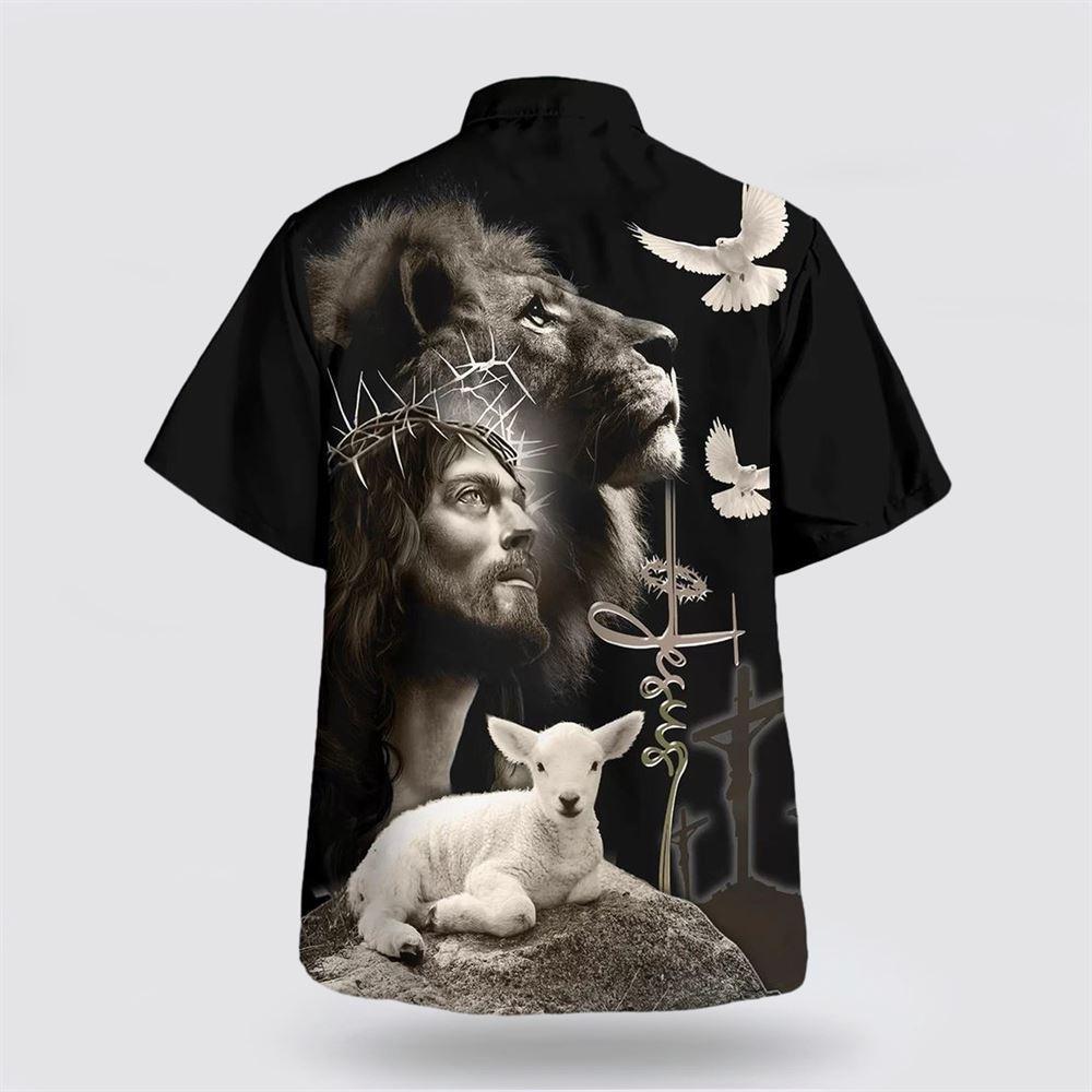 Jesus And Lion And Sheep Hawaiian Shirt – Gifts For Christians Jesus And Lion And Sheep Hawaiian Shirt – Gifts For Christians