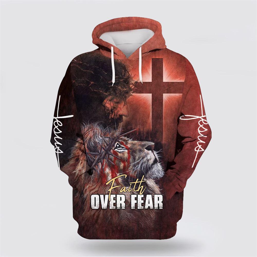 Jesus And Lion Faith Over Fear All Over Print 3D Hoodie – Gifts For Christians Jesus And Lion Faith Over Fear All Over Print 3D Hoodie – Gifts For Christians