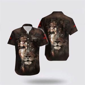 Jesus And Lion Gray Hawaiian Shirt –…