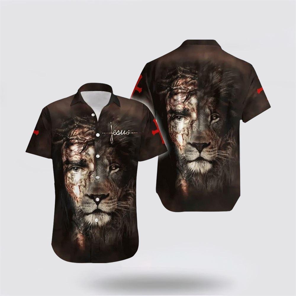 Jesus And Lion Gray Hawaiian Shirt – Gifts For Christians Jesus And Lion Gray Hawaiian Shirt – Gifts For Christians