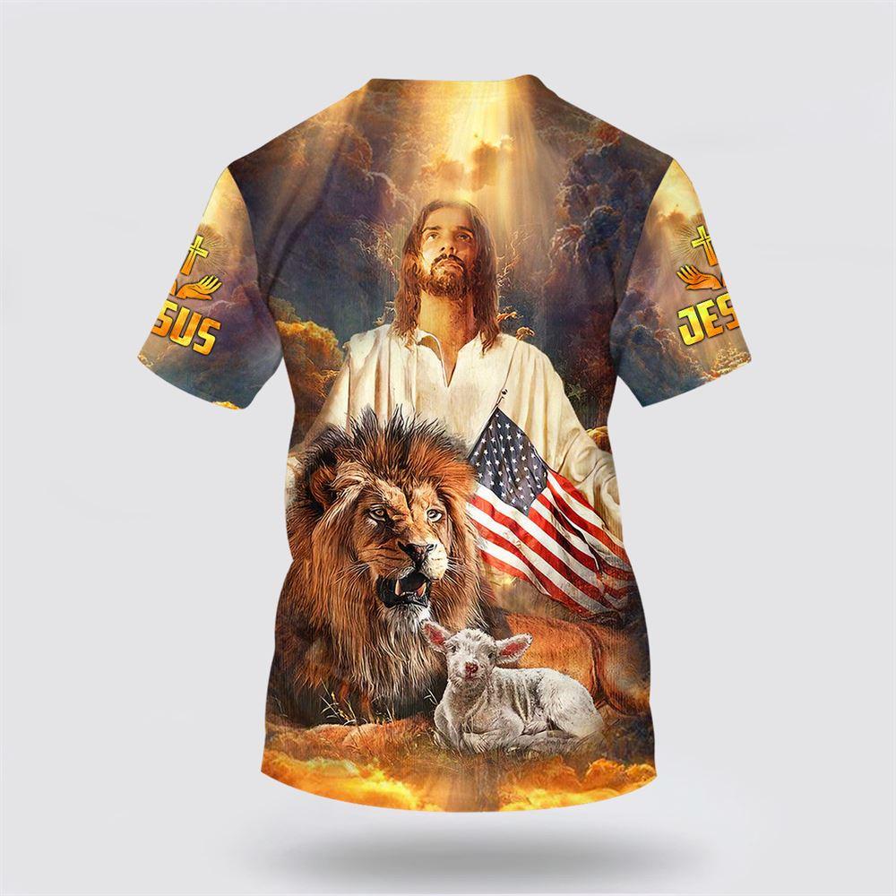 Jesus And Lion Lamb All Over Print 3D T Shirt – Gifts For Christians Jesus And Lion Lamb All Over Print 3D T Shirt – Gifts For Christians