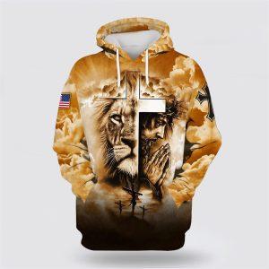 Jesus And The Cross Lion Of Judah All Over Print 3D Hoodie Gifts For Christian Families 1 ugxs1l.jpg