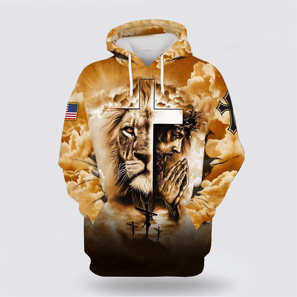 Jesus And The Cross Lion Of Judah All Over Print 3D Hoodie – Gifts For Christian Families Jesus And The Cross Lion Of Judah All Over Print 3D Hoodie – Gifts For Christian Families