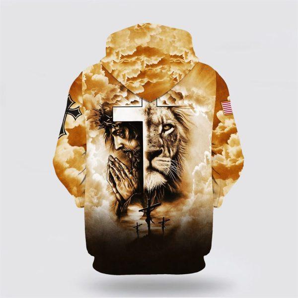 Jesus And The Cross Lion Of Judah All Over Print 3D Hoodie – Gifts For Christian Families