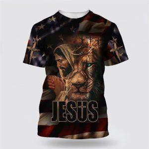 Jesus And The Lion All Over Print 3D T Shirt Gifts For Christians 1 zfcotz.jpg